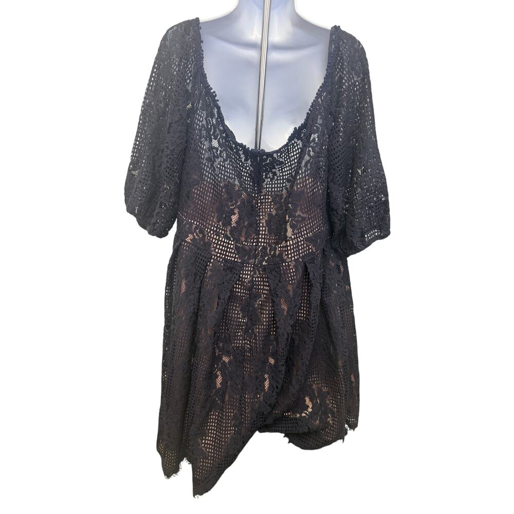 CHELSEA28 WOMENS SZ 20 Black LACE OFF THE SHOULDER COCKTAIL DRESS shapewear - Picture 4 of 5